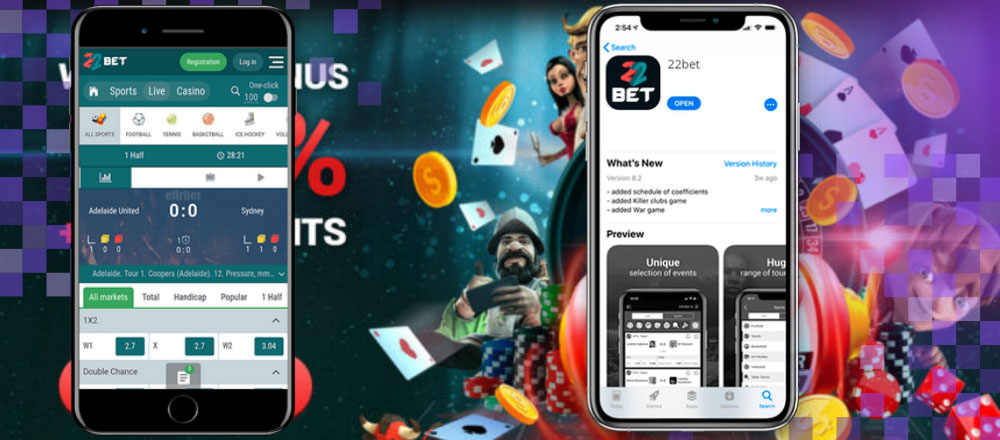 22bet website or the mobile app
